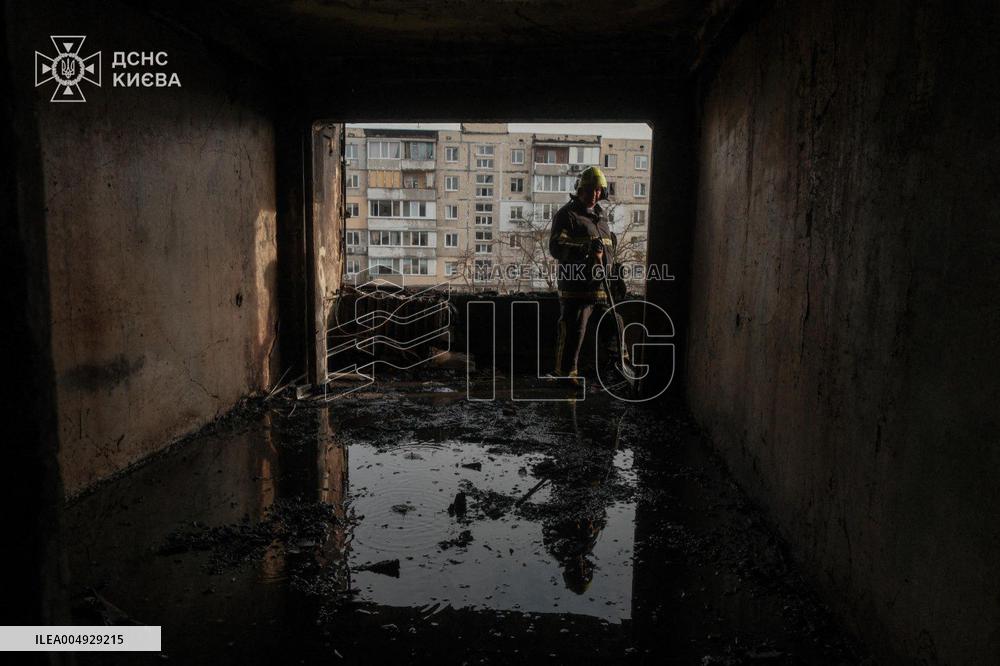 Aftermath Night Attack in Kyiv - Ukraine