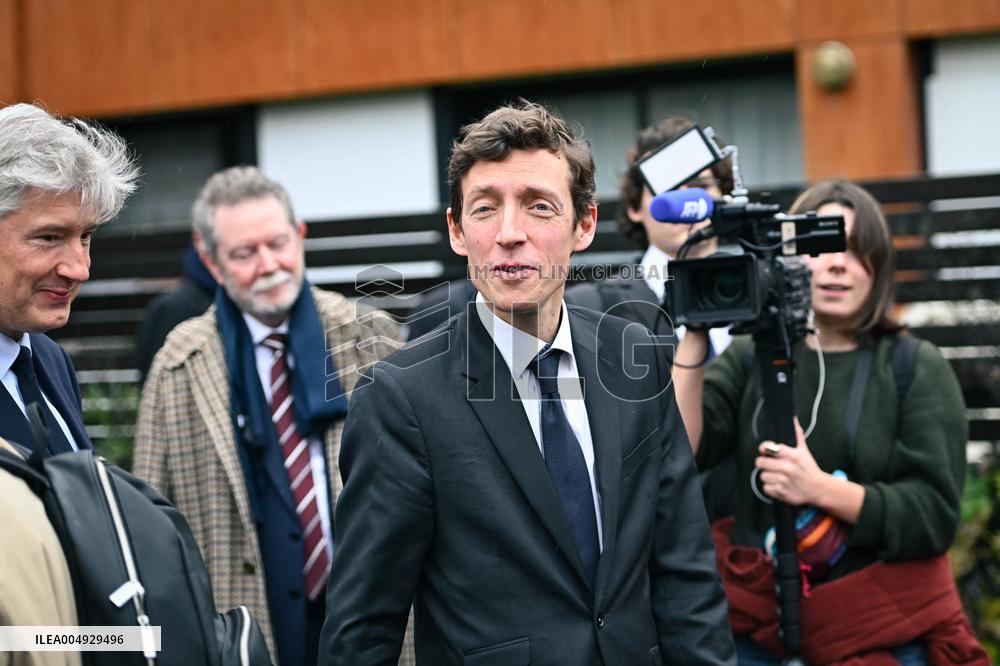Rachida Dati and Edouard Geffray visit a cinema and a high school in Creteil near Paris FA