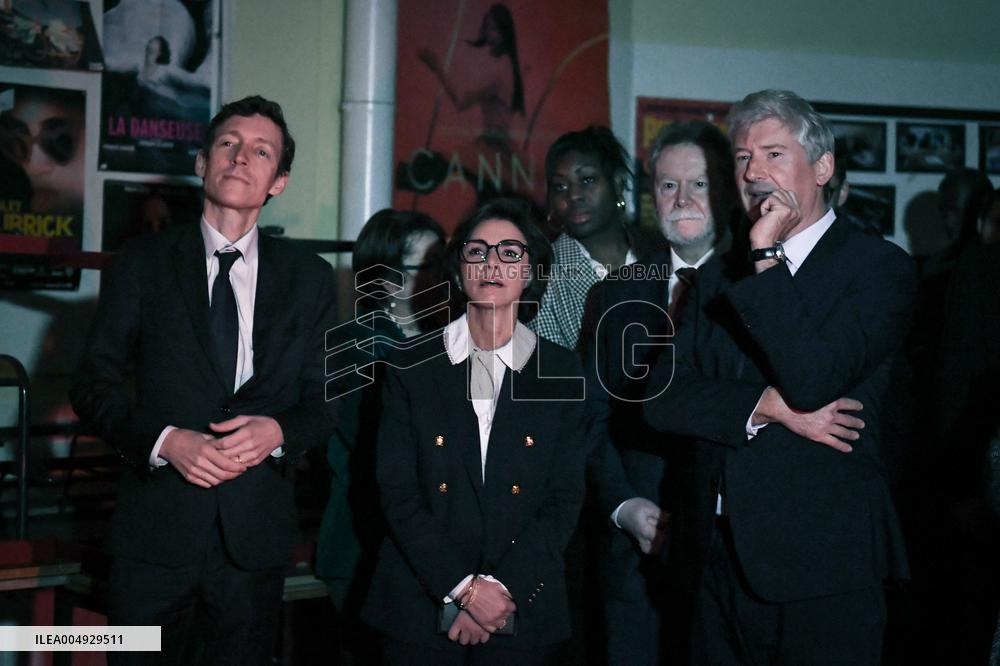 Rachida Dati and Edouard Geffray visit a cinema and a high school in Creteil near Paris FA