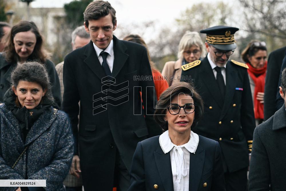 Rachida Dati and Edouard Geffray visit a cinema and a high school in Creteil near Paris FA