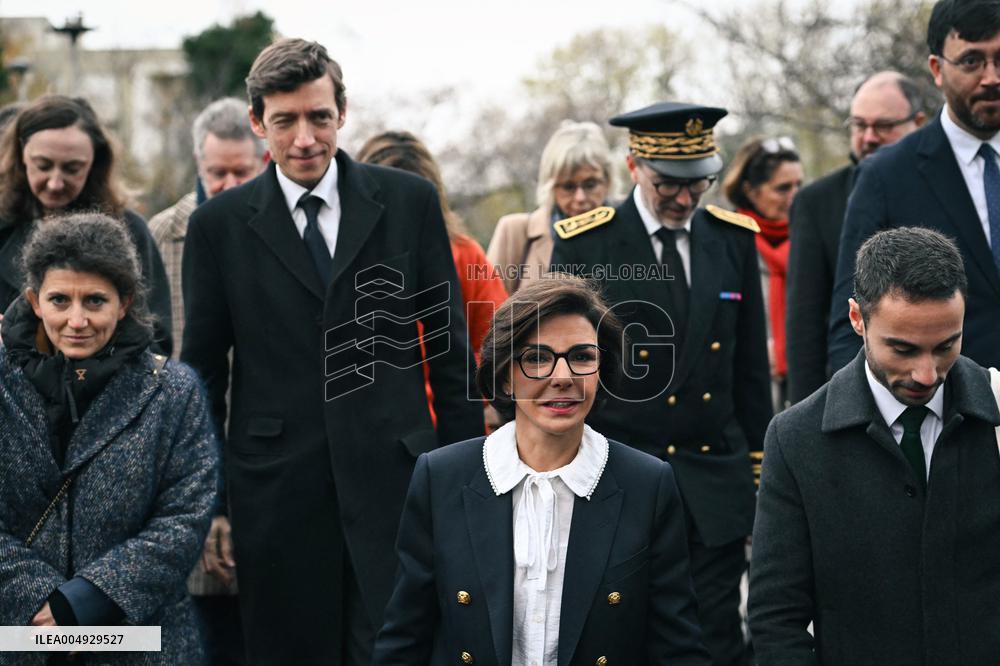 Rachida Dati and Edouard Geffray visit a cinema and a high school in Creteil near Paris FA