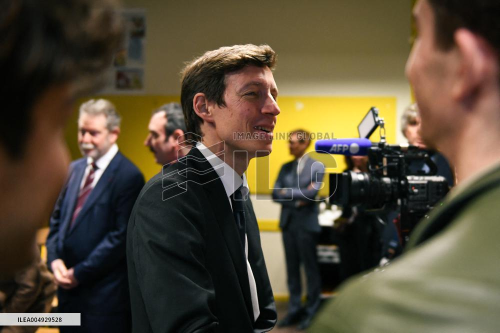 Rachida Dati and Edouard Geffray visit a cinema and a high school in Creteil near Paris FA