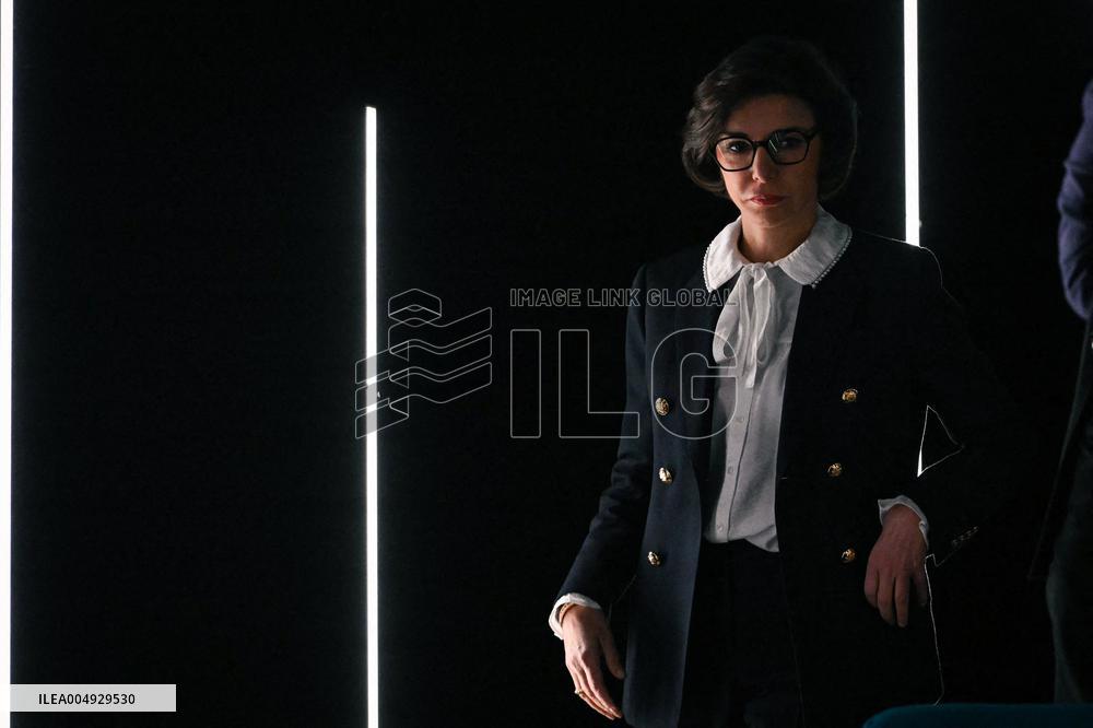 Rachida Dati and Edouard Geffray visit a cinema and a high school in Creteil near Paris FA