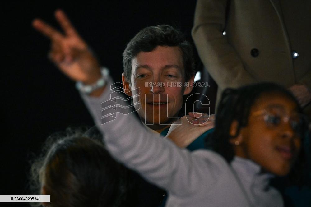 Rachida Dati and Edouard Geffray visit a cinema and a high school in Creteil near Paris FA