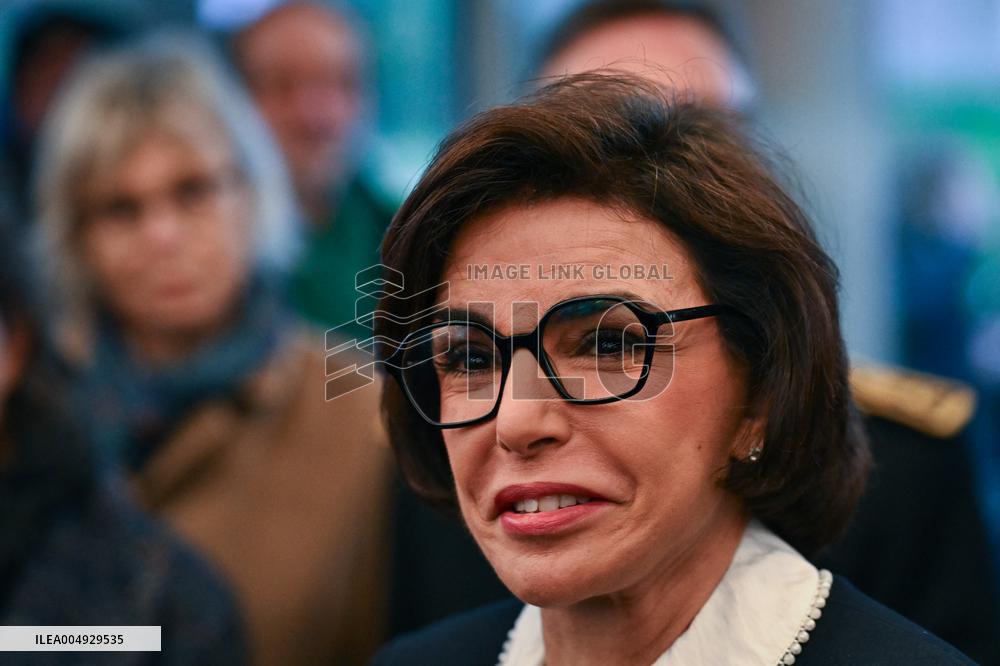 Rachida Dati and Edouard Geffray visit a cinema and a high school in Creteil near Paris FA