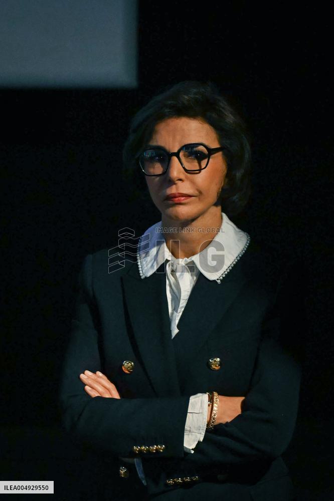 Rachida Dati and Edouard Geffray visit a cinema and a high school in Creteil near Paris FA