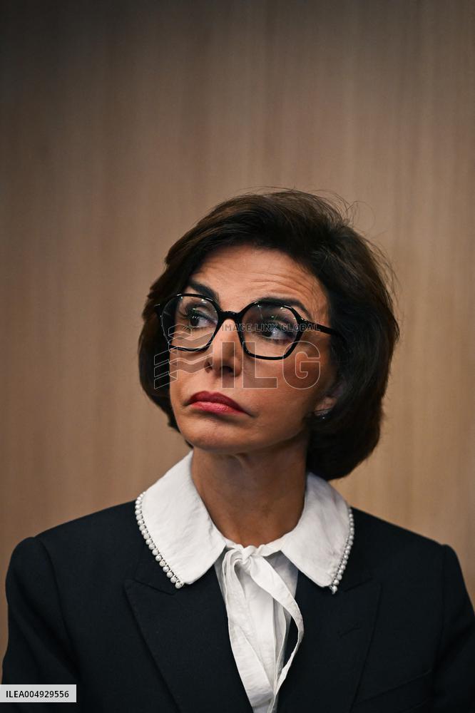 Rachida Dati and Edouard Geffray visit a cinema and a high school in Creteil near Paris FA