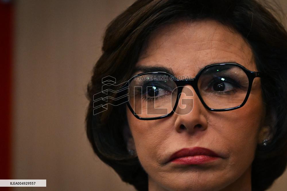 Rachida Dati and Edouard Geffray visit a cinema and a high school in Creteil near Paris FA