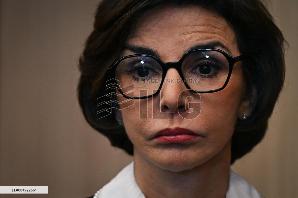 Rachida Dati and Edouard Geffray visit a cinema and a high school in Creteil near Paris FA