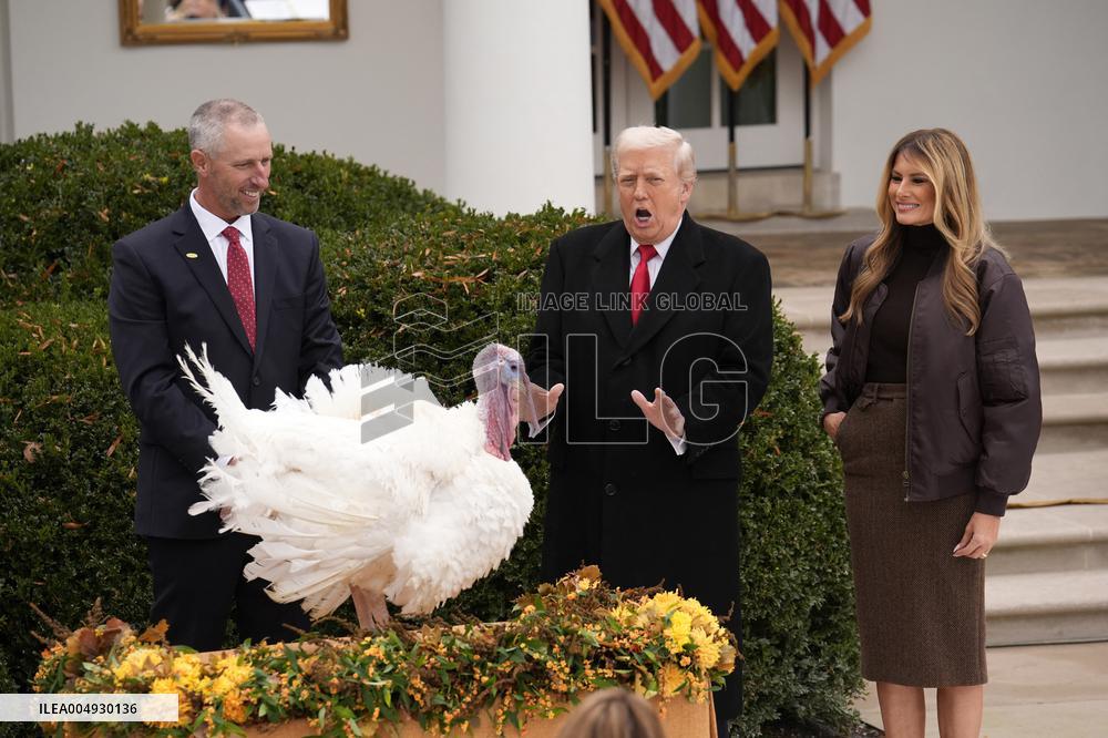 Donald Trump pardons Thanksgiving Turkeys - Washington