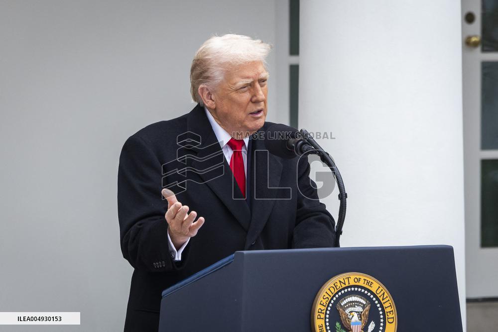 President Trump pardons turkey in the Rose Garden of the White House