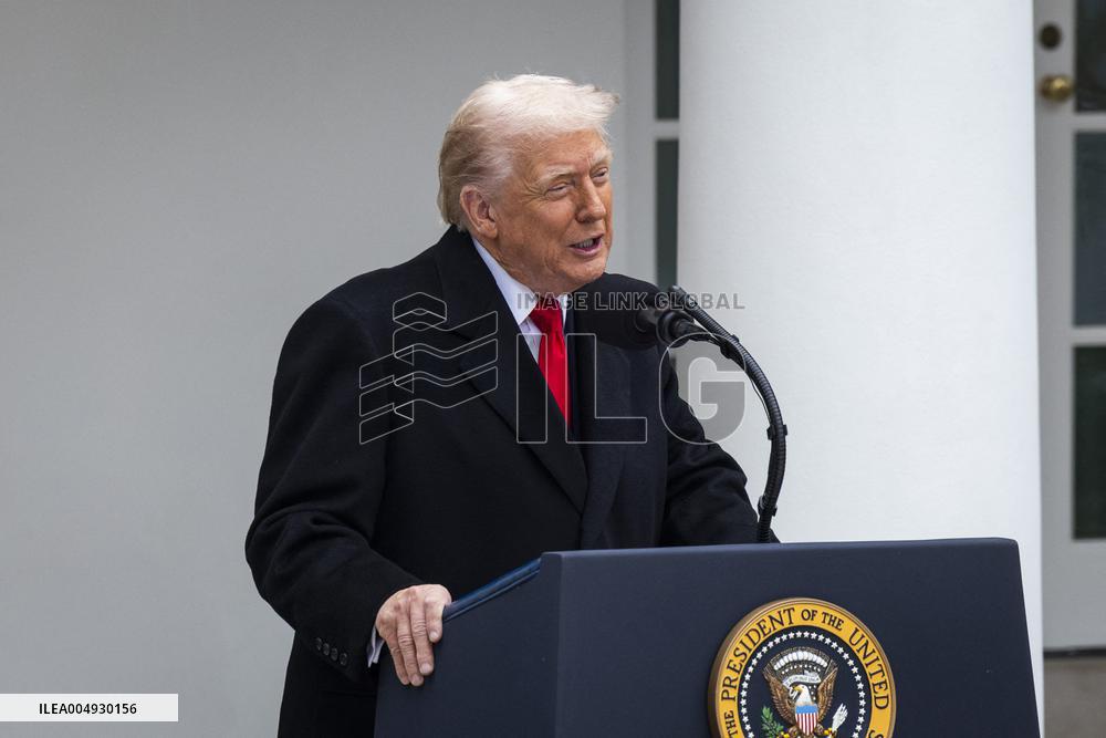 President Trump pardons turkey in the Rose Garden of the White House