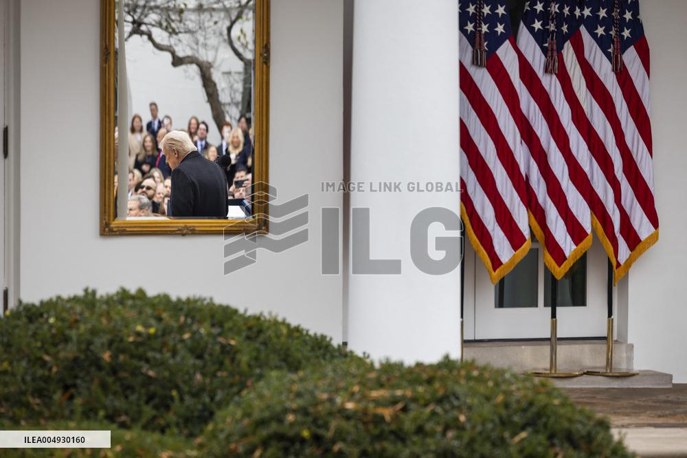 President Trump pardons turkey in the Rose Garden of the White House