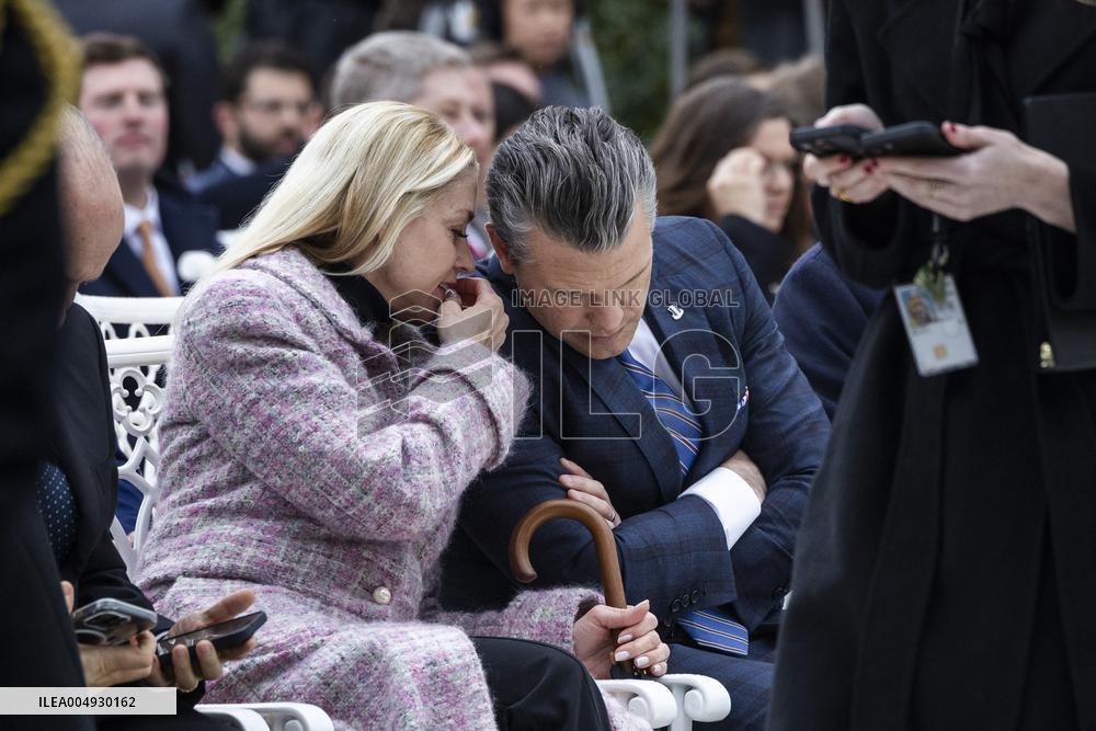 President Trump pardons turkey in the Rose Garden of the White House