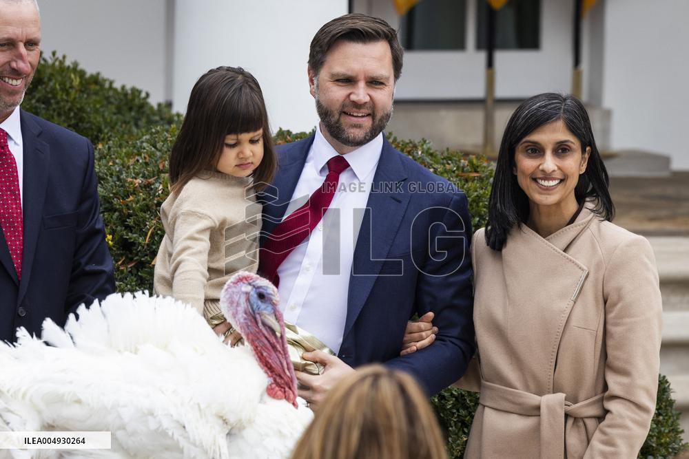 President Trump pardons turkey in the Rose Garden of the White House