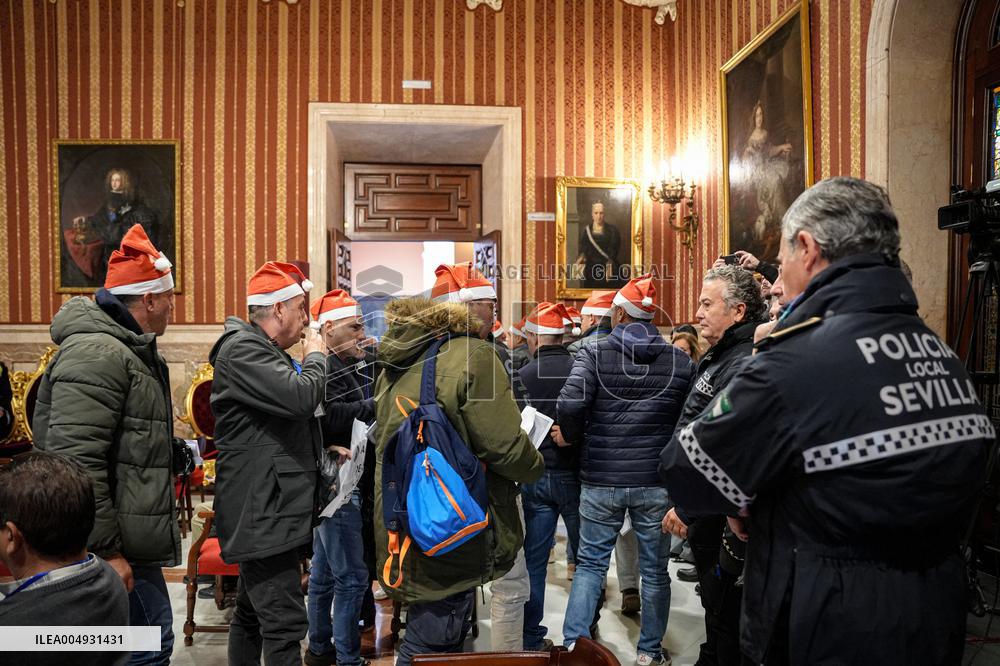 Local Police Protest During City Council Session In Seville - Spain