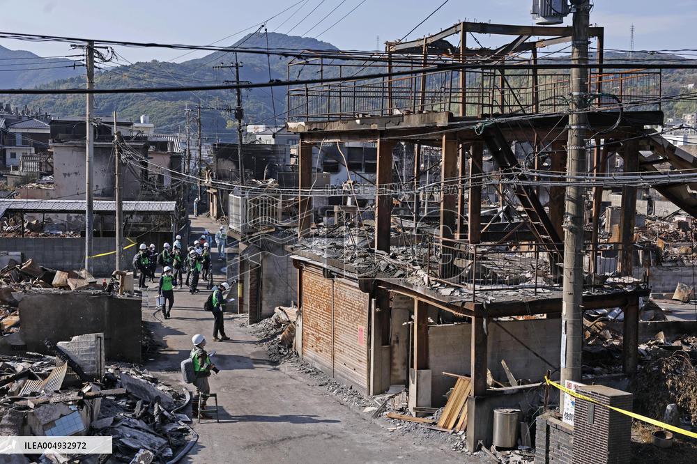 Aftermath of southwestern Japan fire