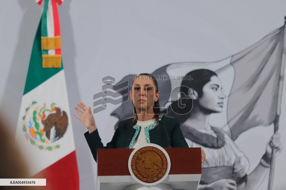 Mexican President Claudia Sheinbaum Holds Briefing Conference - Mexico