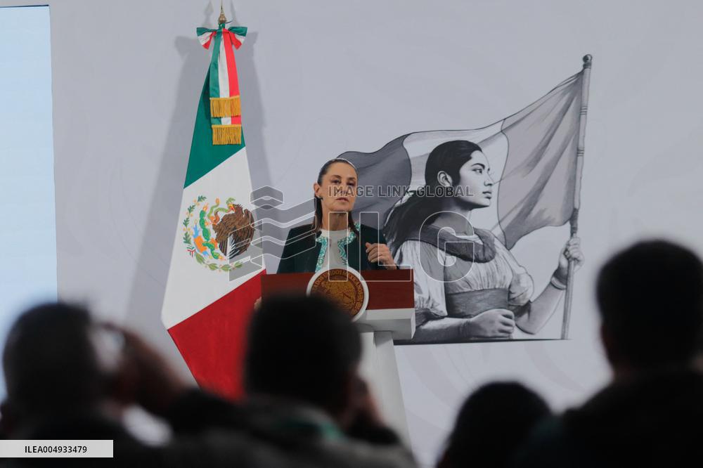 Mexican President Claudia Sheinbaum Holds Briefing Conference - Mexico