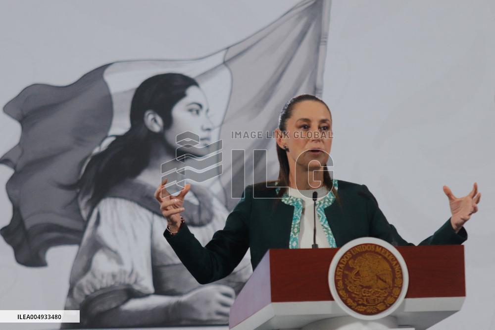 Mexican President Claudia Sheinbaum Holds Briefing Conference - Mexico