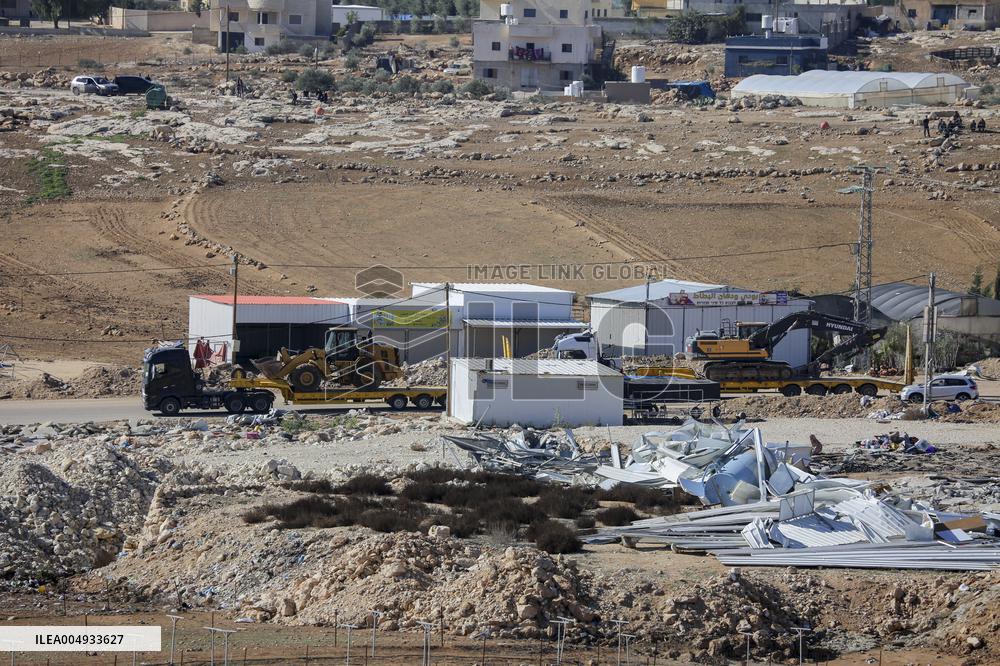 Shops Demolished in West Bank