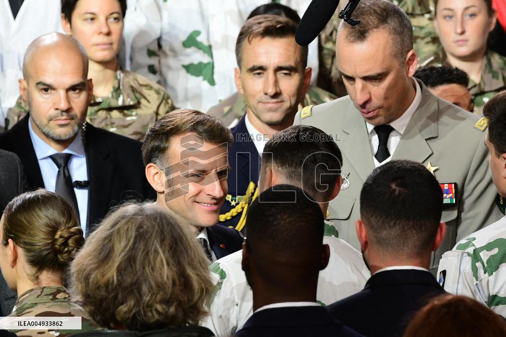 Macron Visits The 27th Mountain Infantry Brigade - Varces