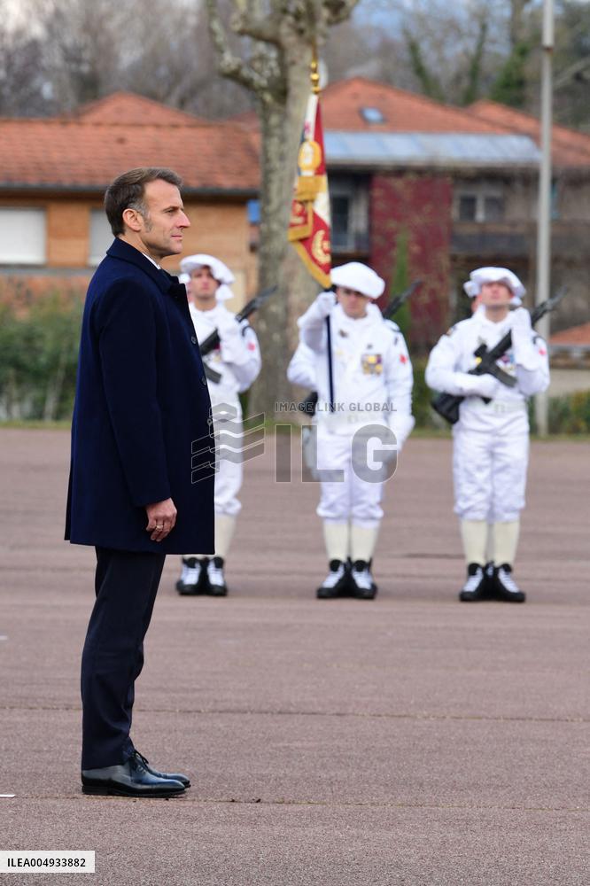 Macron Visits The 27th Mountain Infantry Brigade - Varces