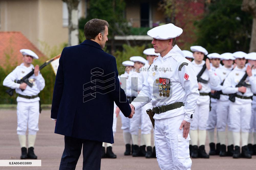 Macron Visits The 27th Mountain Infantry Brigade - Varces
