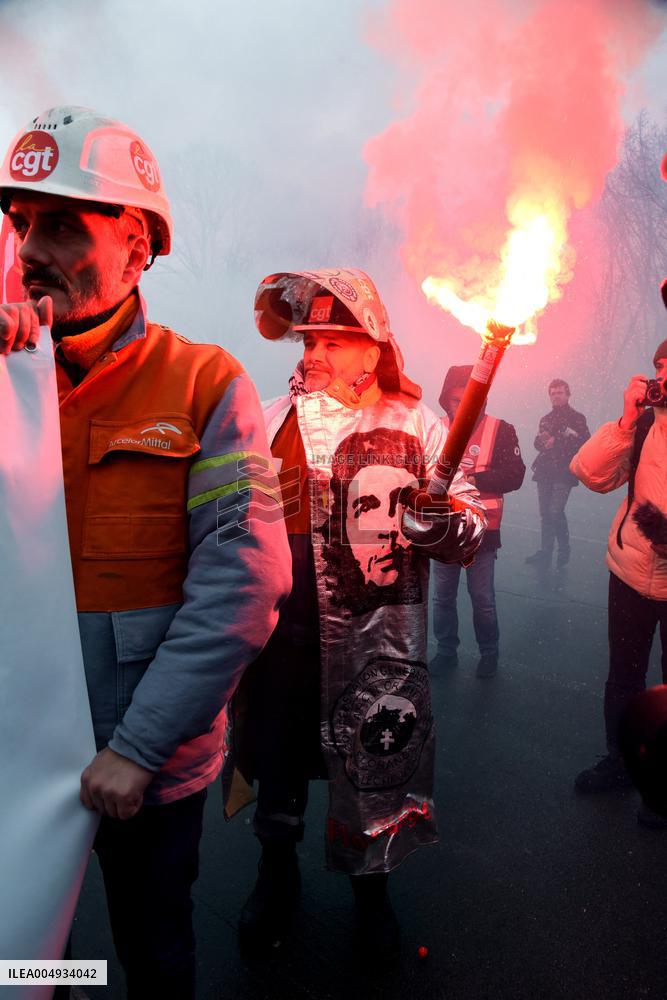 ArcelorMittal Rally in Front of the National Assembly - Paris