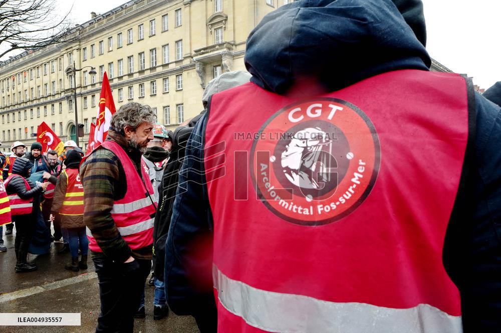 Demonstration of The CGT for The Nationalization of Arcelor Mittal - Paris