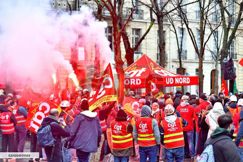 Demonstration of The CGT for The Nationalization of Arcelor Mittal - Paris