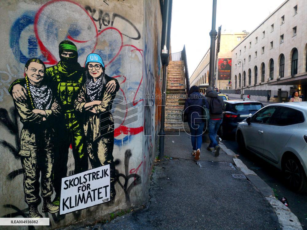 Greta Thunberg Mural Unveiled At Central Station - Rome