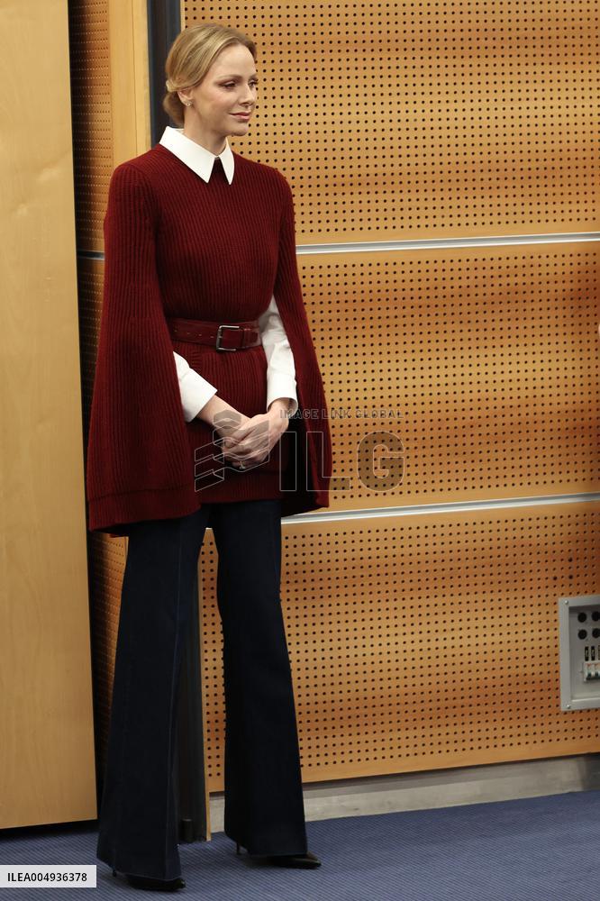 NO TABLOIDS - Princess Charlene at the Grimaldi Forum - Monaco