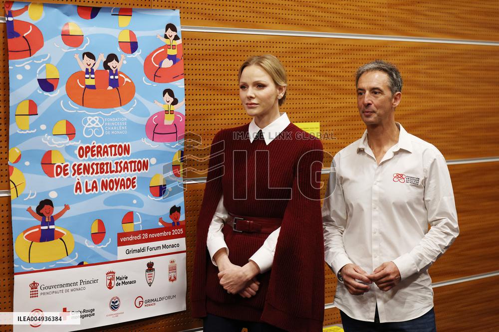 NO TABLOIDS - Princess Charlene at the Grimaldi Forum - Monaco