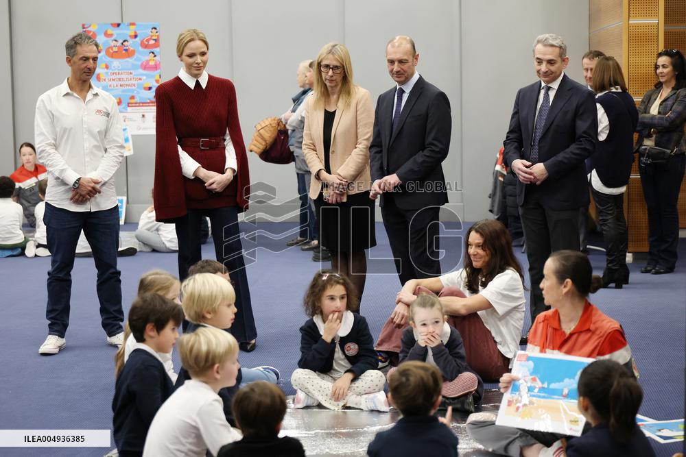 NO TABLOIDS - Princess Charlene at the Grimaldi Forum - Monaco