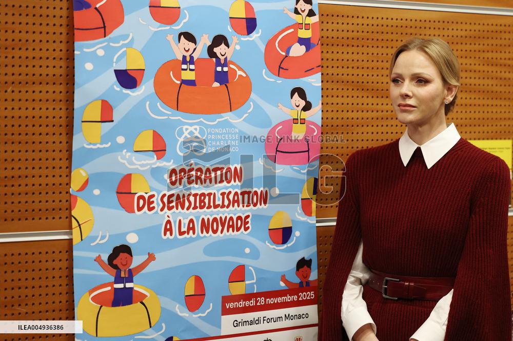 NO TABLOIDS - Princess Charlene at the Grimaldi Forum - Monaco