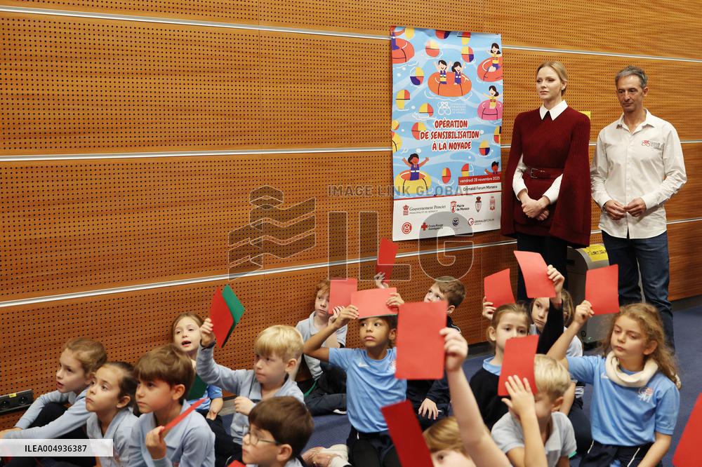 NO TABLOIDS - Princess Charlene at the Grimaldi Forum - Monaco