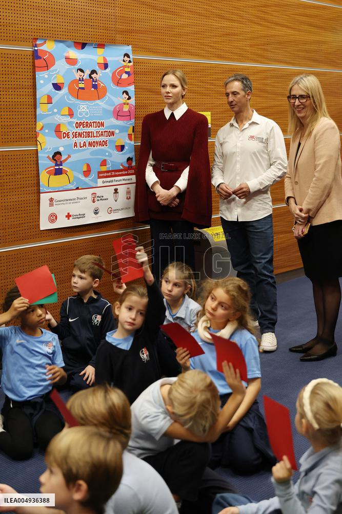 NO TABLOIDS - Princess Charlene at the Grimaldi Forum - Monaco