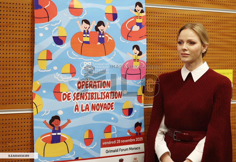 NO TABLOIDS - Princess Charlene at the Grimaldi Forum - Monaco