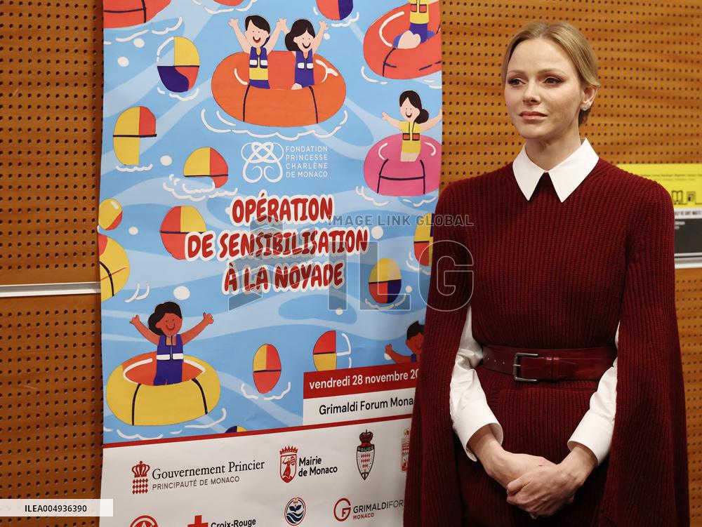 NO TABLOIDS - Princess Charlene at the Grimaldi Forum - Monaco