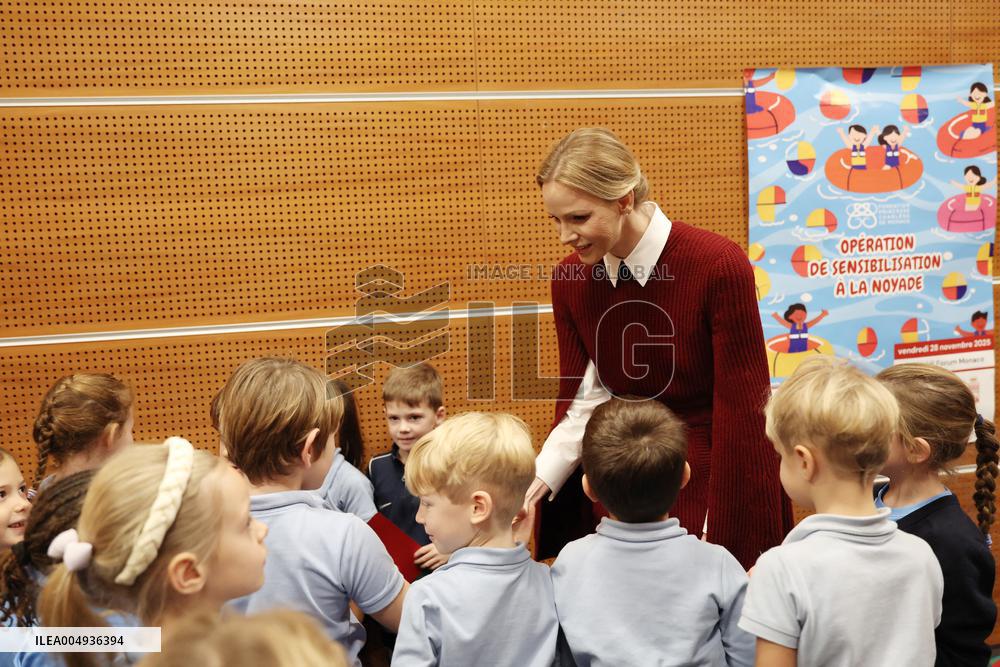 NO TABLOIDS - Princess Charlene at the Grimaldi Forum - Monaco