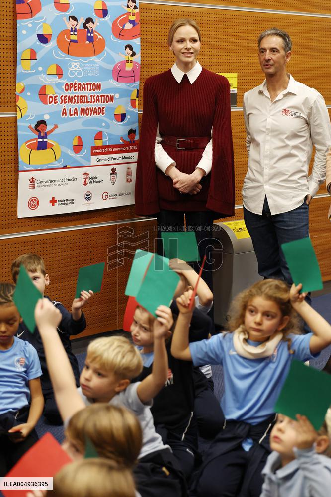 NO TABLOIDS - Princess Charlene at the Grimaldi Forum - Monaco