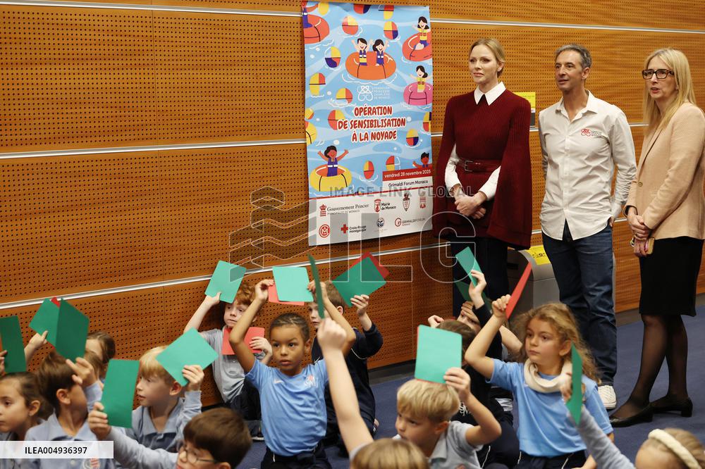 NO TABLOIDS - Princess Charlene at the Grimaldi Forum - Monaco
