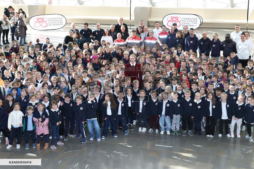 NO TABLOIDS - Princess Charlene at the Grimaldi Forum - Monaco