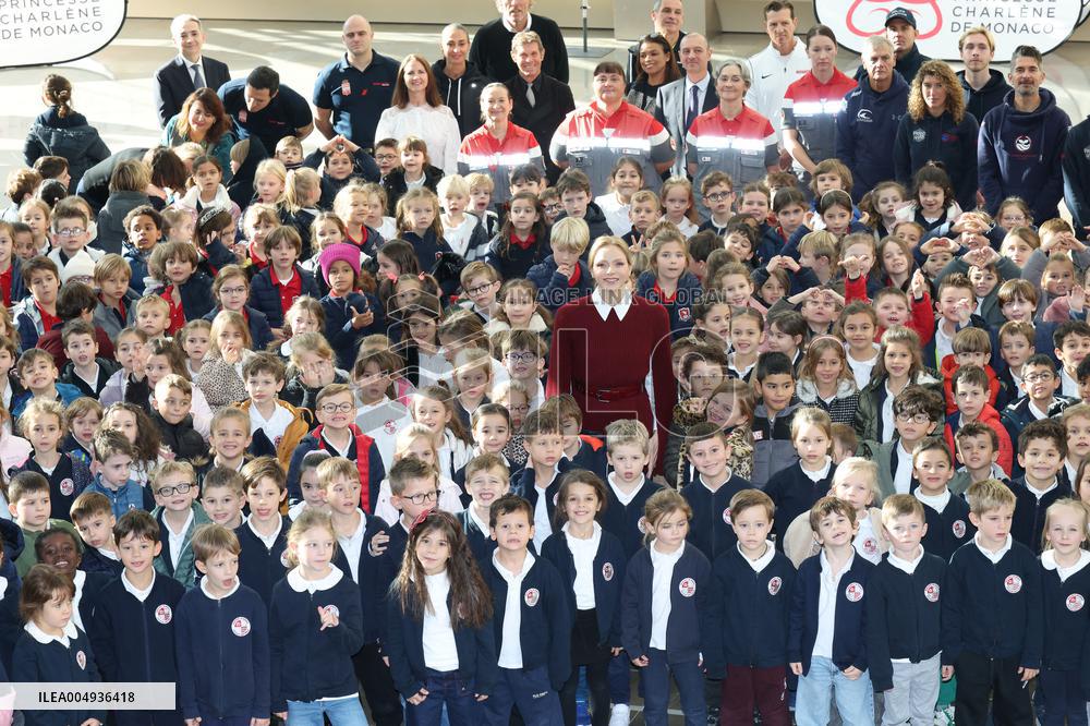 NO TABLOIDS - Princess Charlene at the Grimaldi Forum - Monaco