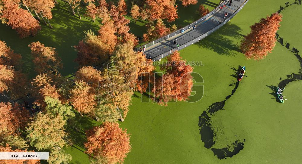 Tourists Visit The Qingshan Lake - China