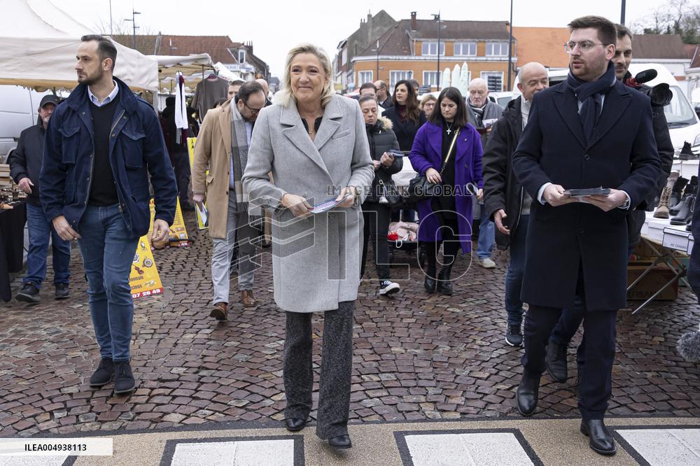 Marine Le Pen At Carvin Market for RN 2026 Municipal Campaign - Hauts-de-France