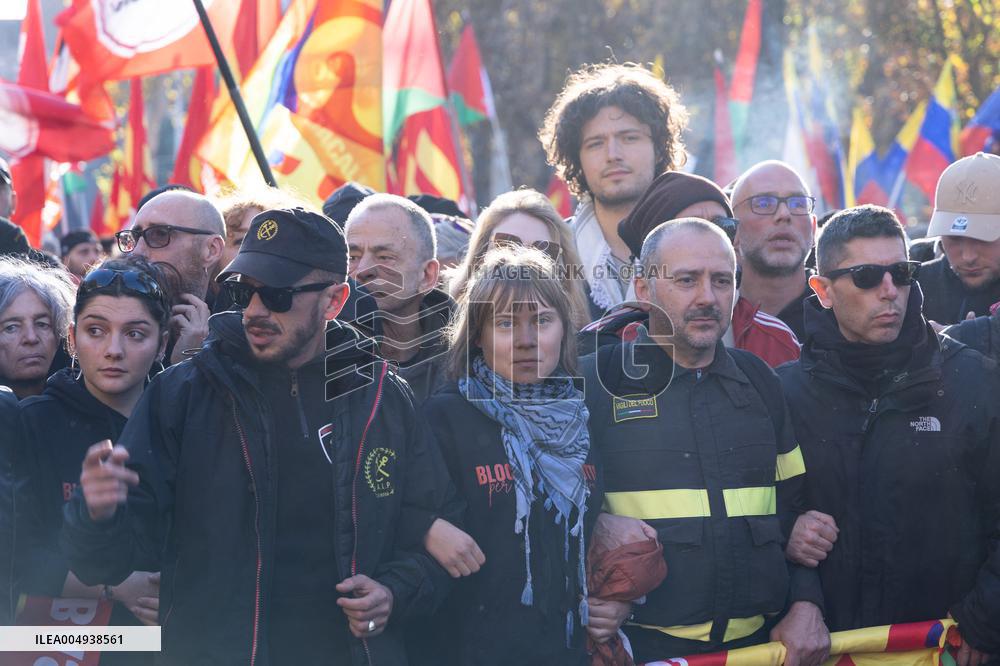 Pro-Palestine Demonstration with Greta Thunberg - Rome