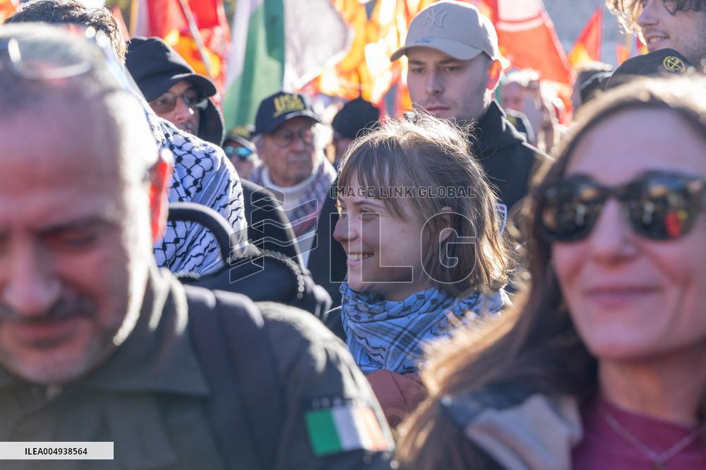 Pro-Palestine Demonstration with Greta Thunberg - Rome