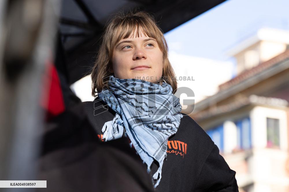 Pro-Palestine Demonstration with Greta Thunberg - Rome